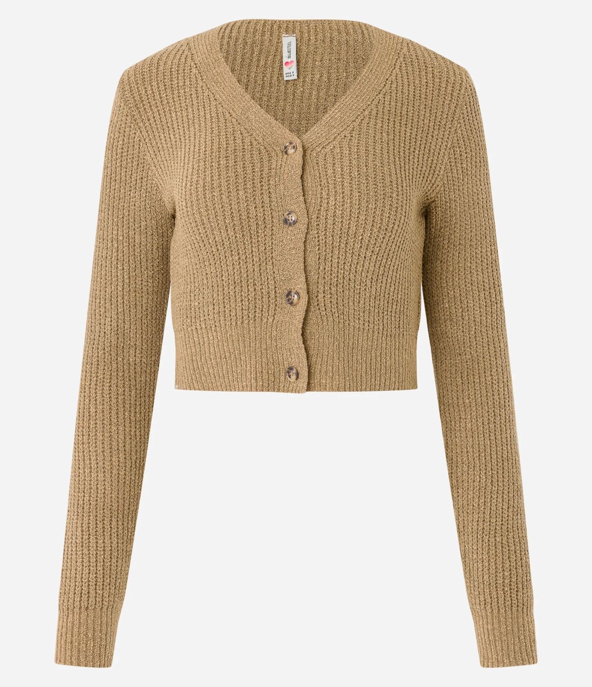 Cardigan em Tricô com Abotoamento Frontal Bege