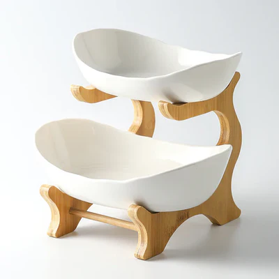 Fruteira de Mesa Moderna 2 Andares Bambu